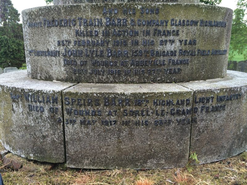 Barr brothers Kilbarchan memorial